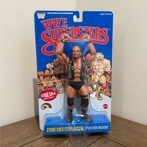 LJN WWE Superstars Series 2 Stone Cold Steve Austin Blue Card Variant By Mattel